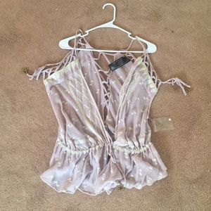 Free People crochet deep v neck wrap top